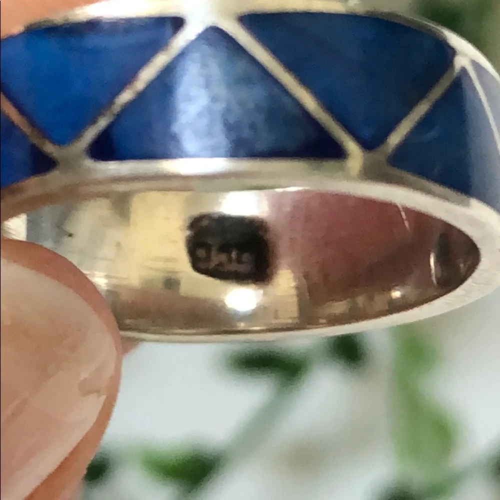 Blue and sterling silver ring